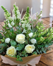 Load image into Gallery viewer, Pure white and Green Hand-tied.