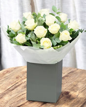Load image into Gallery viewer, Elegance of White Roses Hand Tied Bouquet.